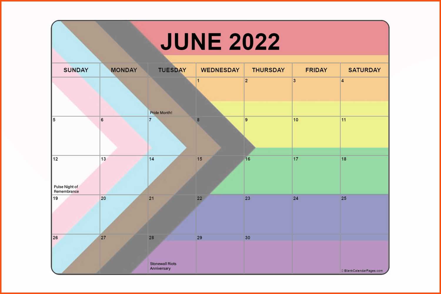 June Pride Calendar.