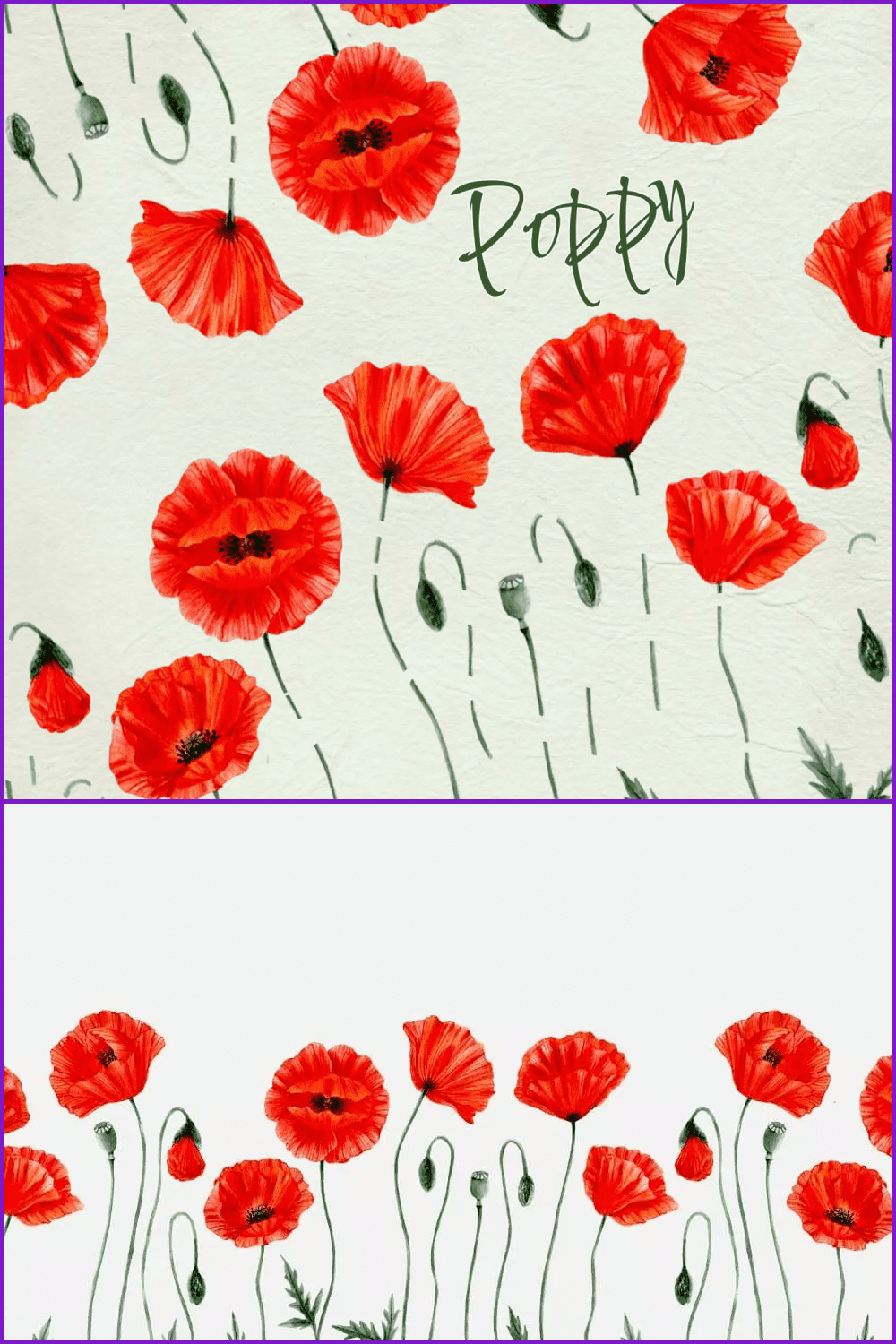 Red poppies in different forms.
