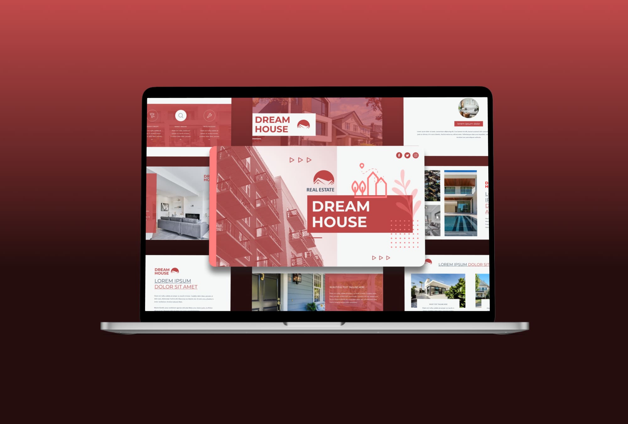 Laptop option of the Dream House Presentation Template.