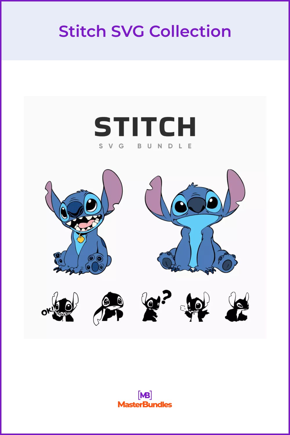 Collection of Stitch's images in color and BW.