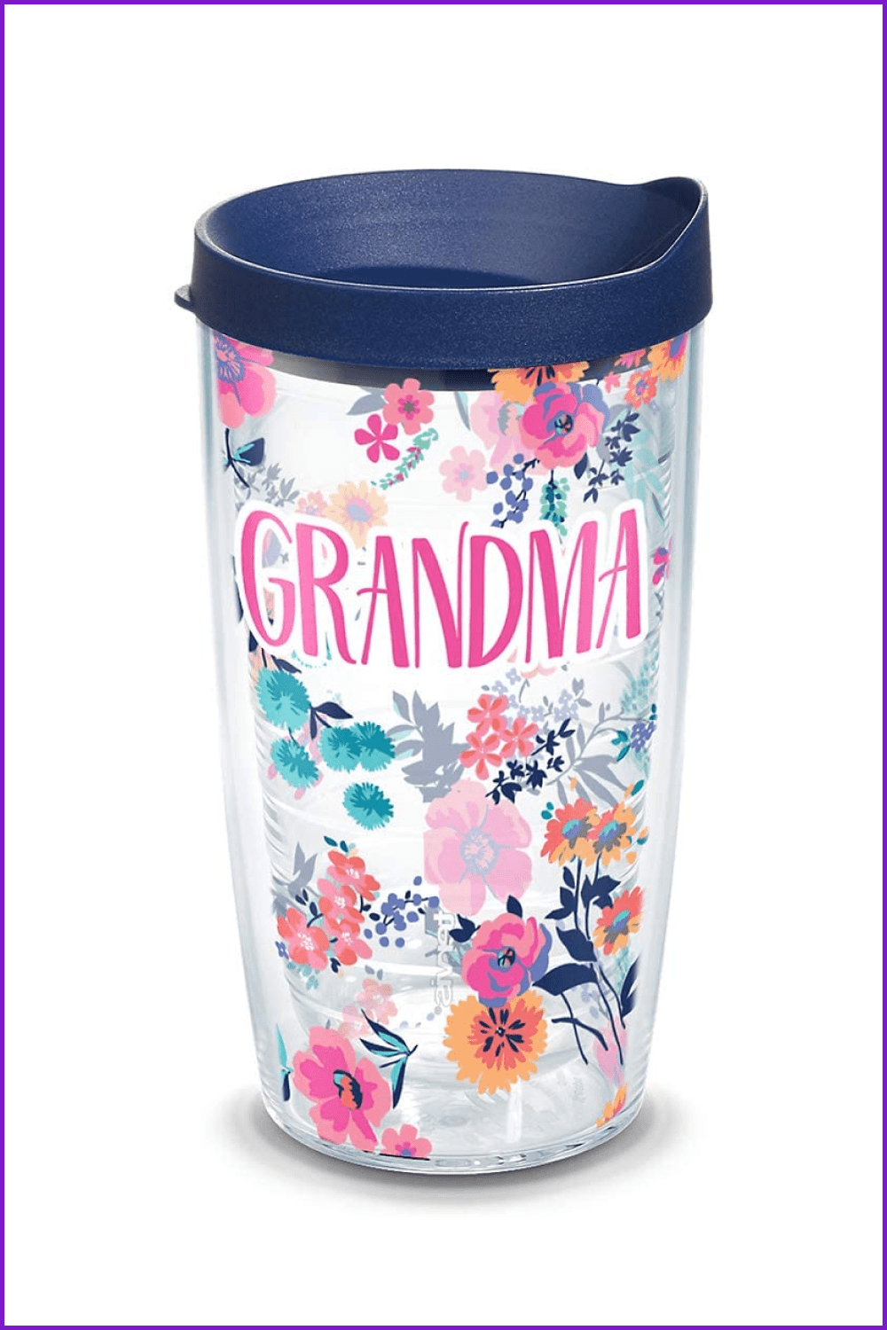 Insulated Tumbler Cup with flower pattern.