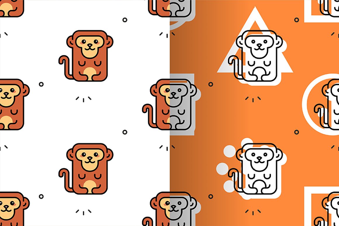 Two colored monkeys pattern.