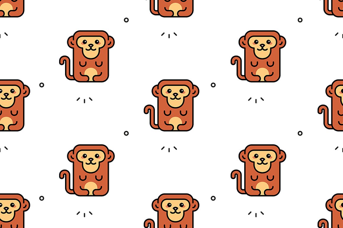 Brown hand drawn monkeys on a white background.