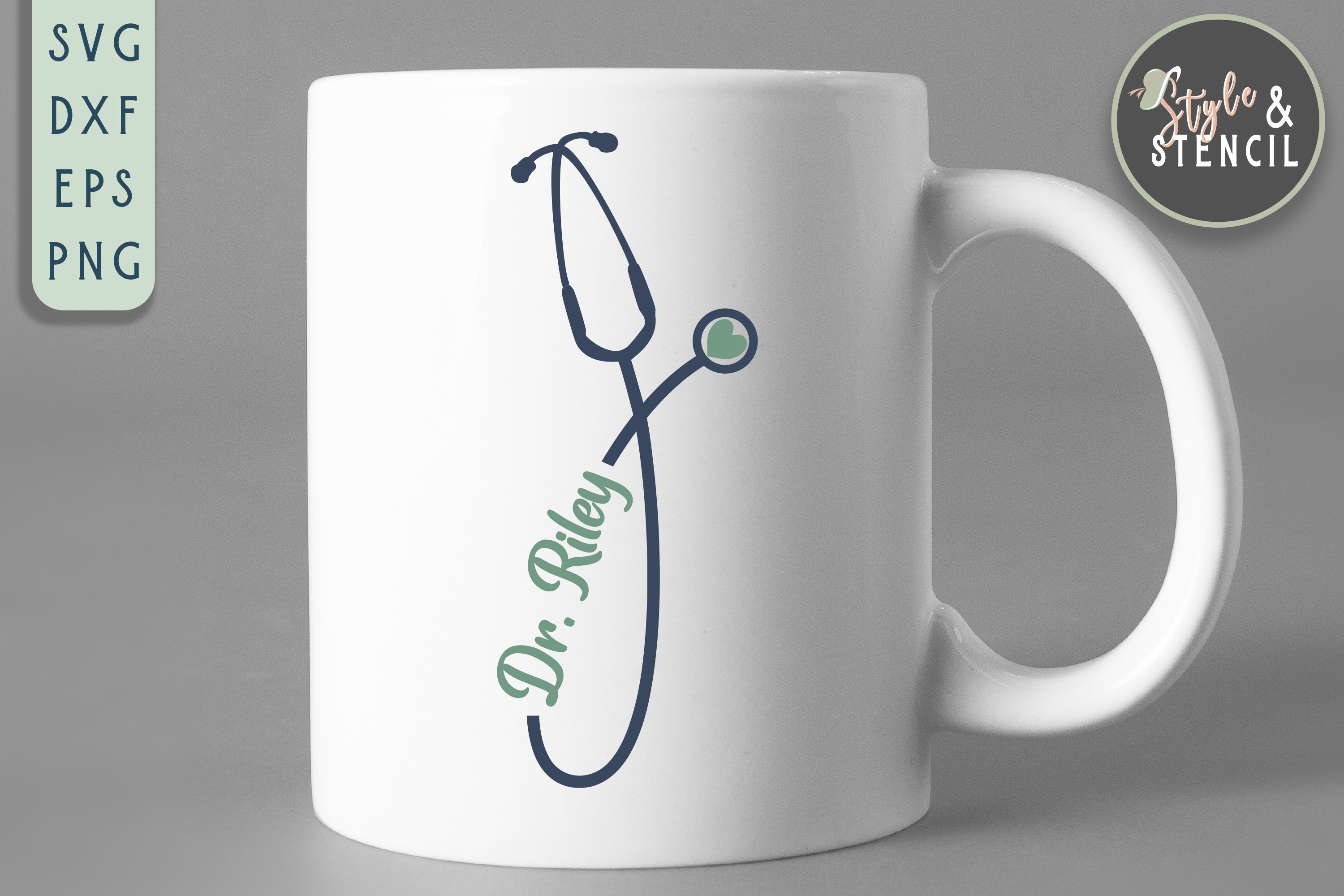 A big cup with a stethoscope for a doctor.