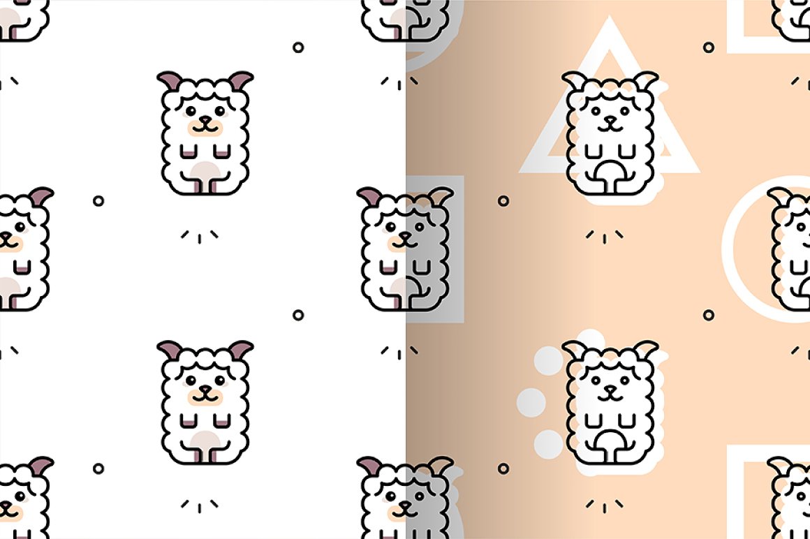 Two colored patterns with sheeps.