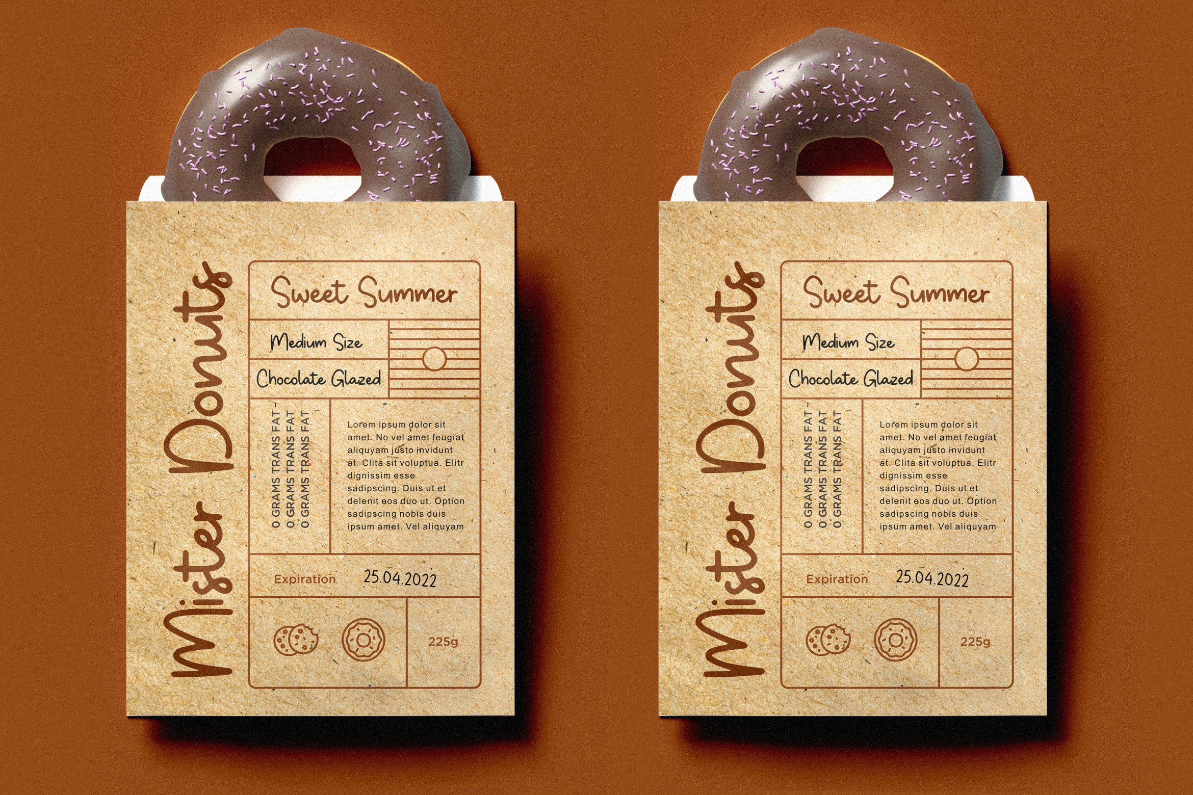 Vintage font for donuts paper bag.