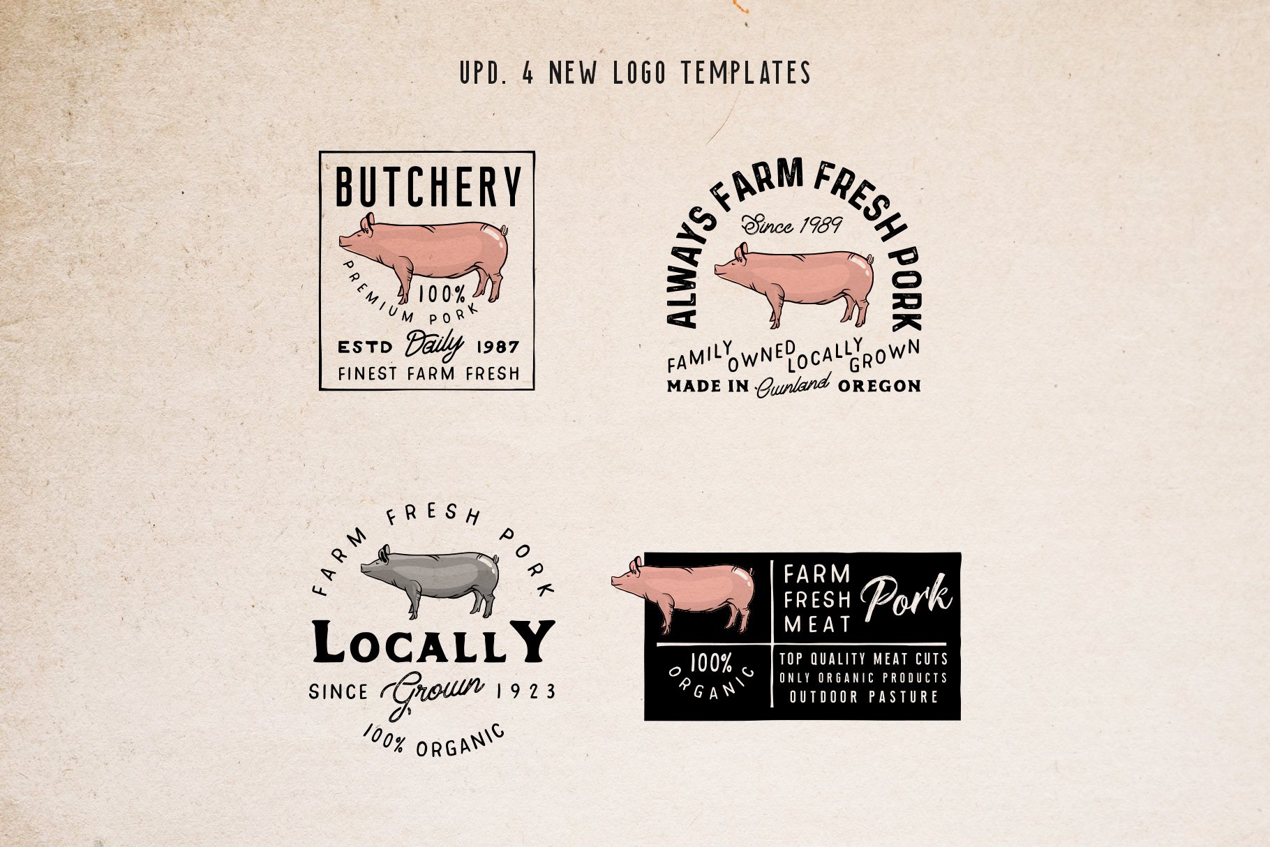 Cool retro farm logos with a pig.