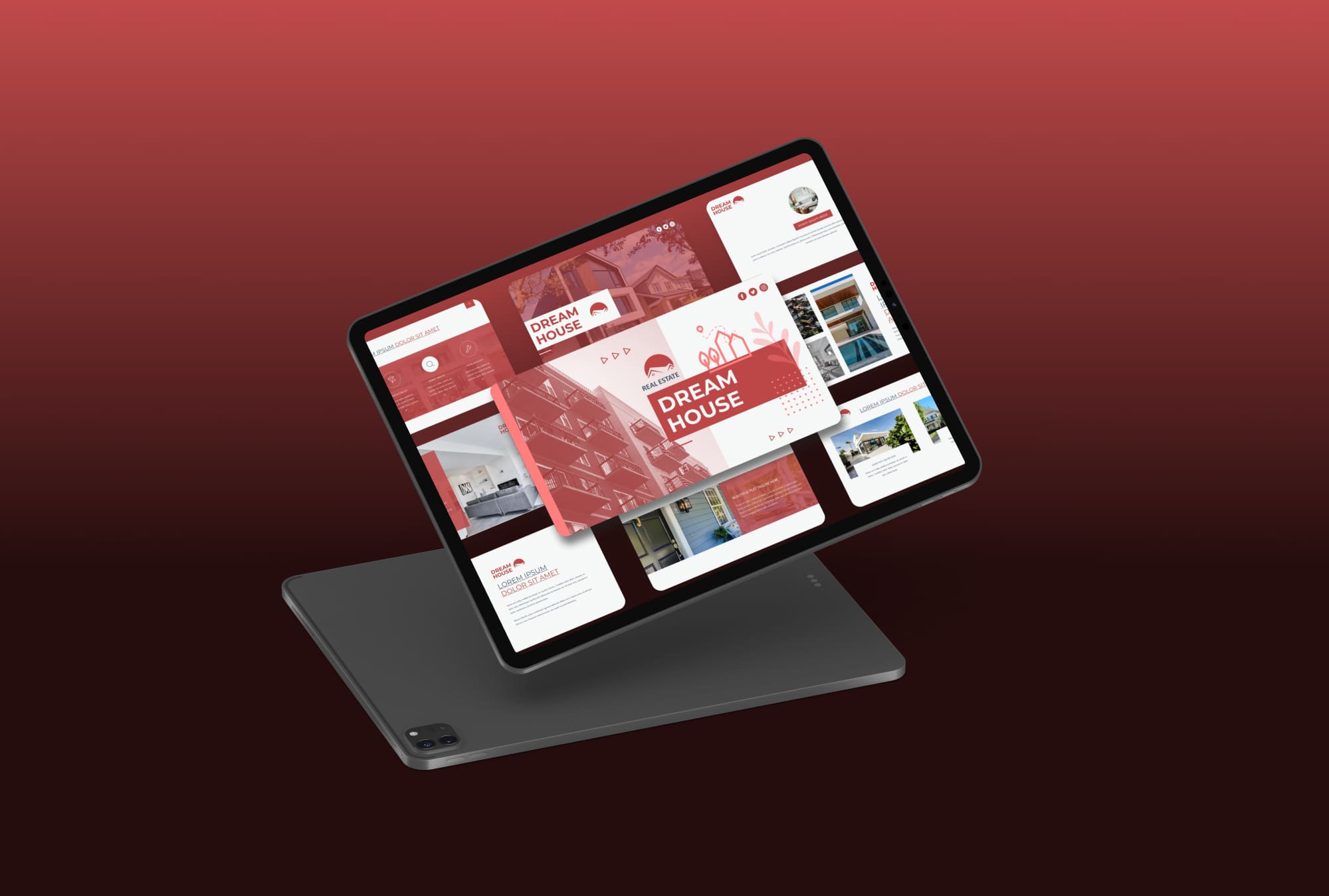 Tablet option of the Dream House Presentation Template.