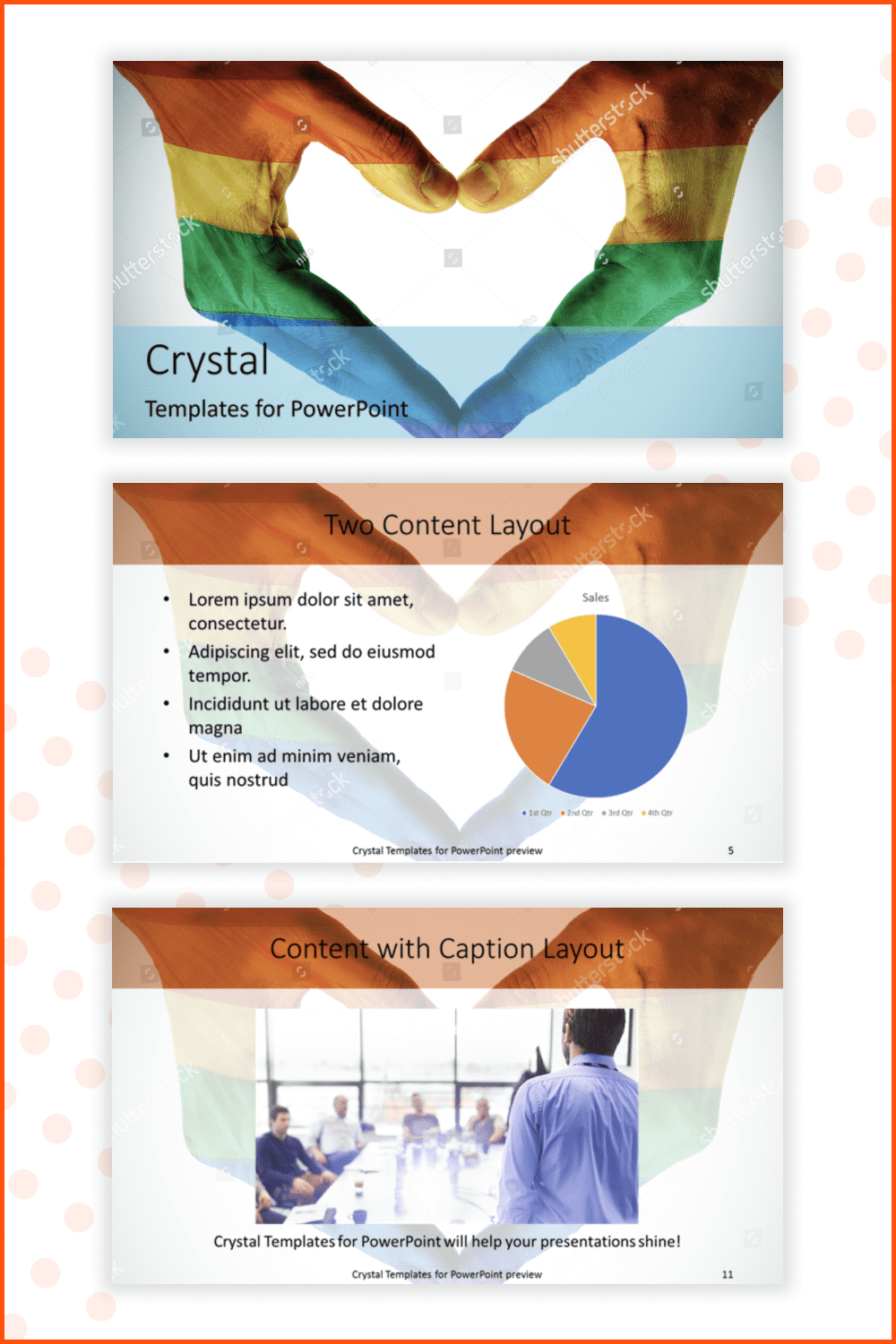 PowerPoint template with gay pride hands painted.