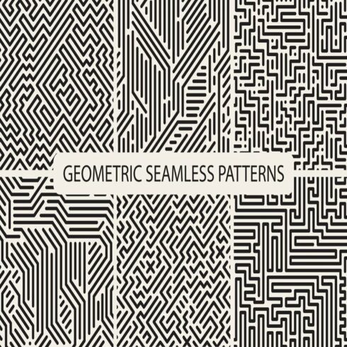 Seamless striped geometric patterns cover.