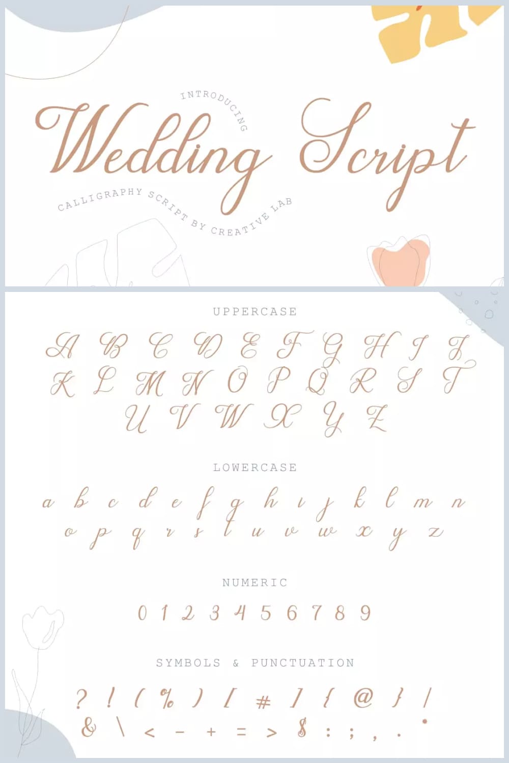 Writing letters in Wedding font on a light background.
