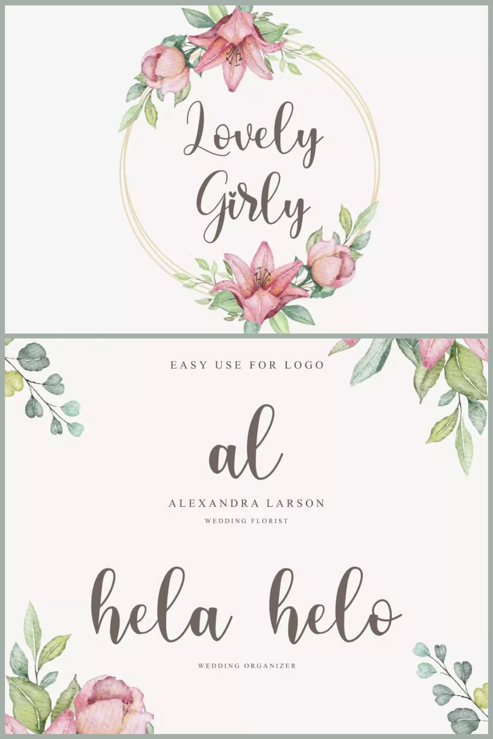 Beautiful elegant text in a delicate floral frame.