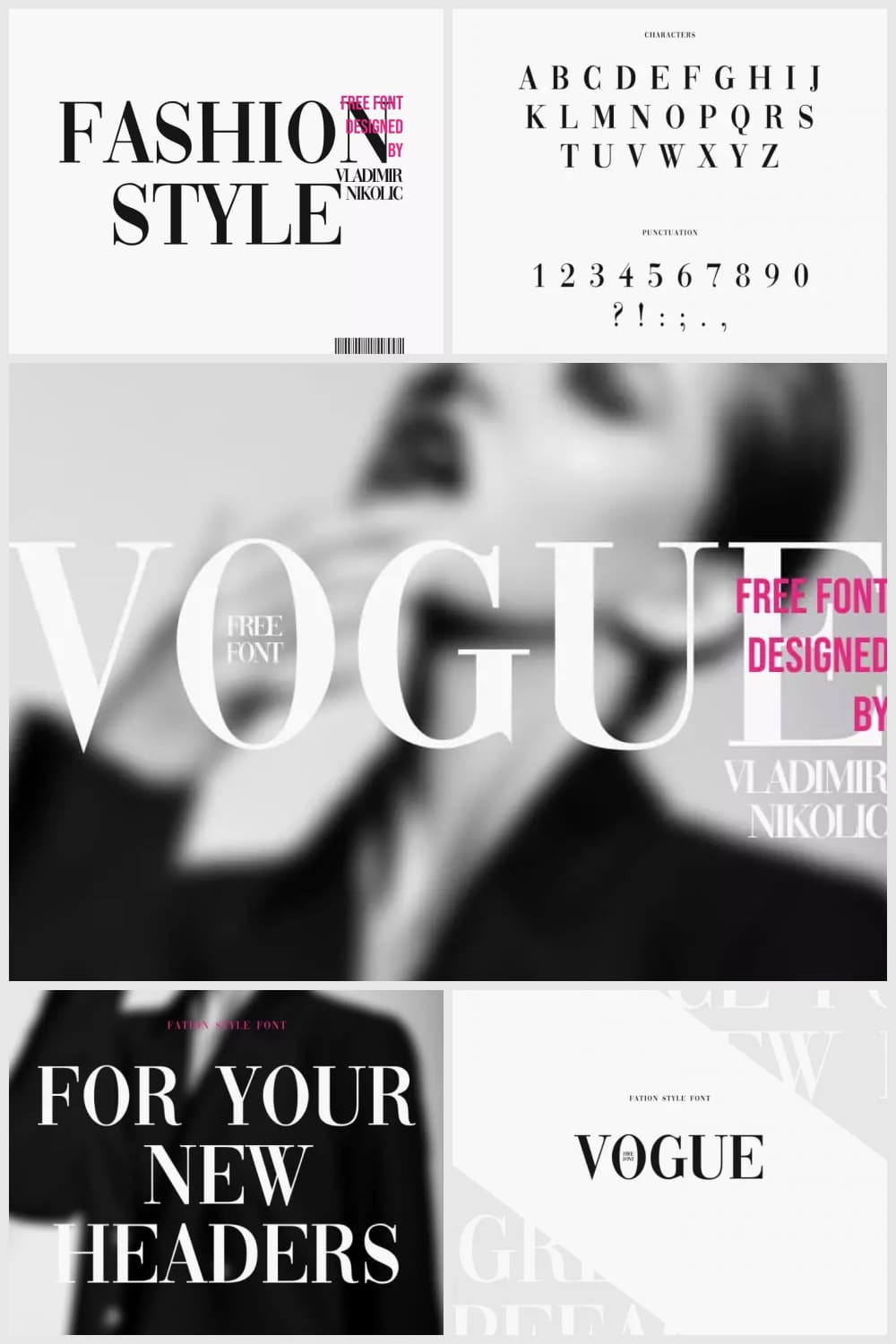 Fashion font on the background of magazine covers.