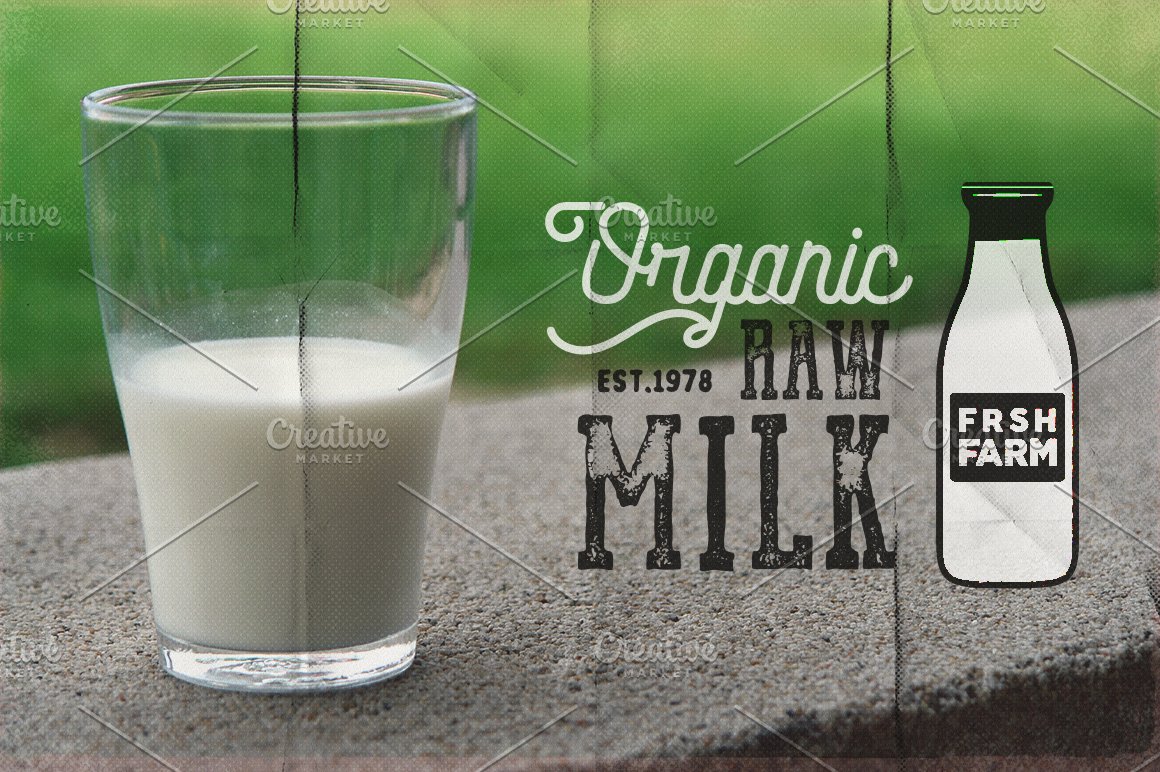 Vintage logo for organic milk.