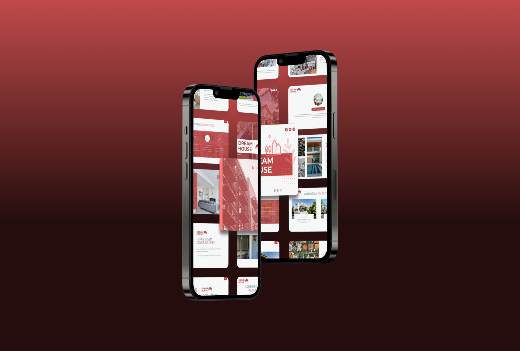 Mobile option of the Dream House Presentation Template.