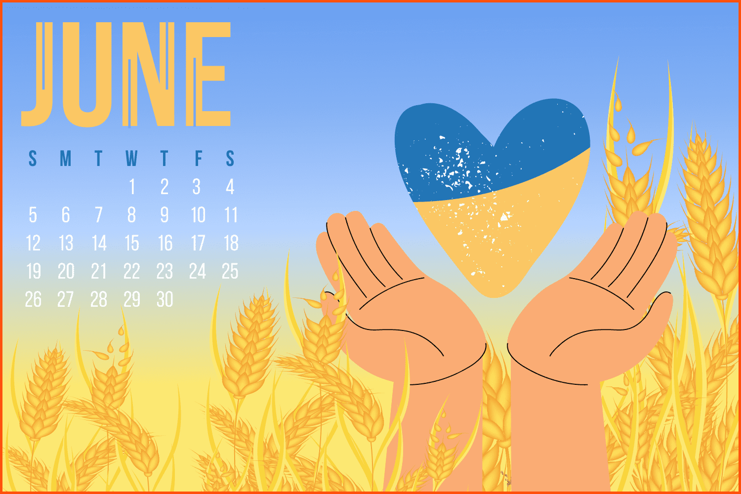 Free Stand with Ukraine June Calendar.