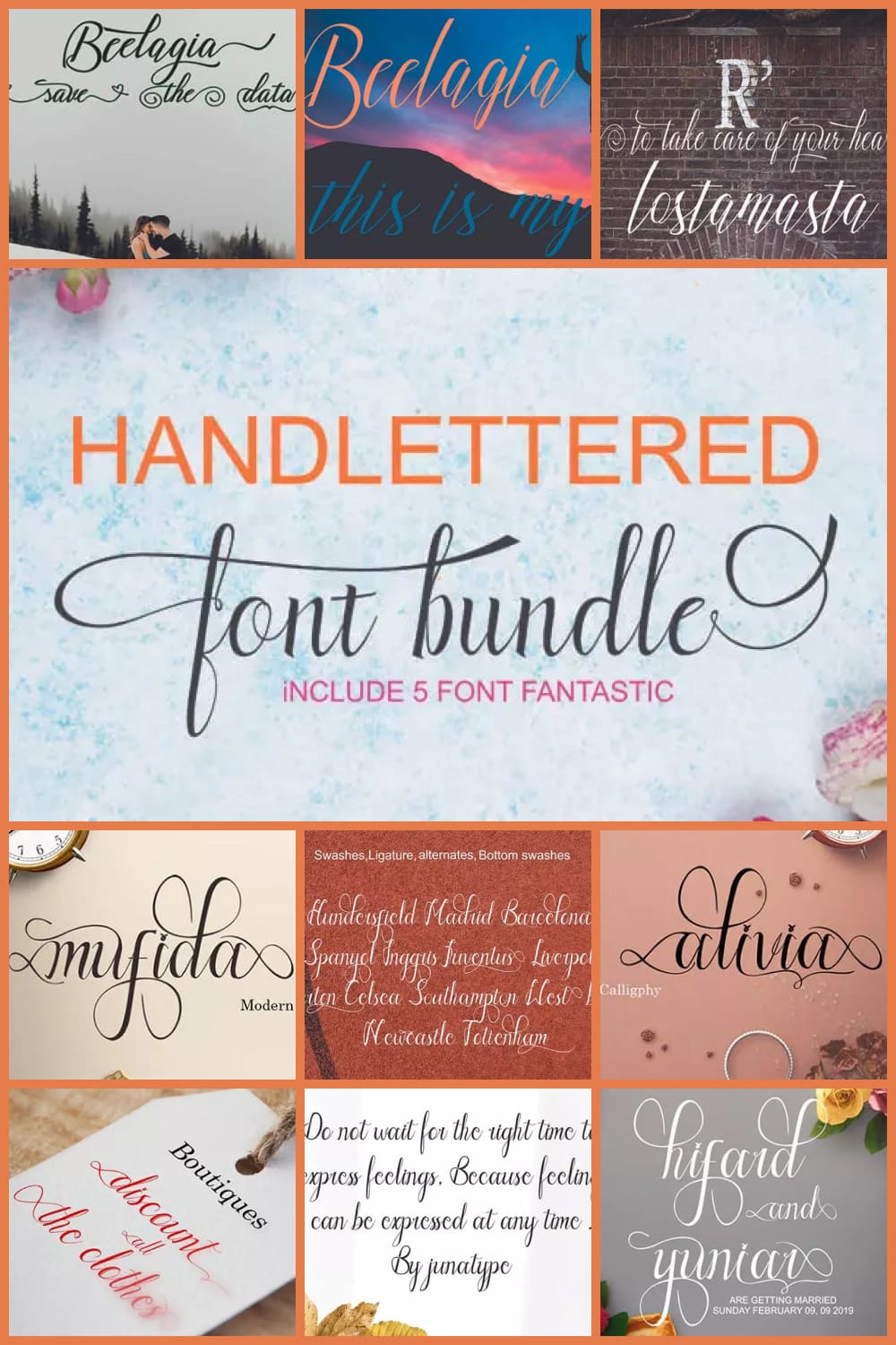 Collage of images of handwritten fonts.