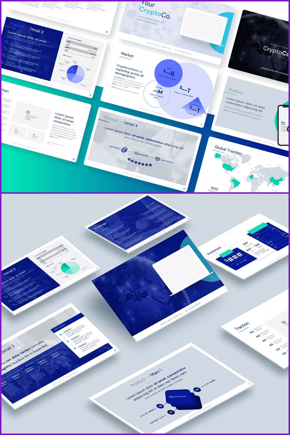 Bright blue template with infographic.