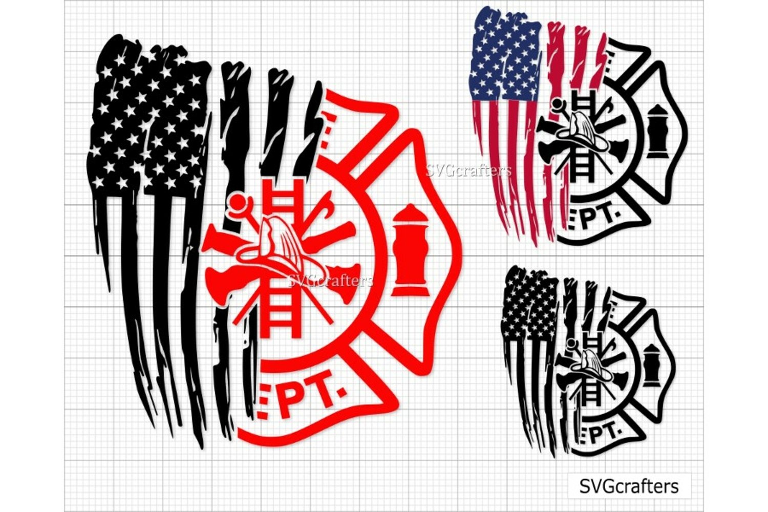 Cover image of Distressed Firefighter Flag SVG.