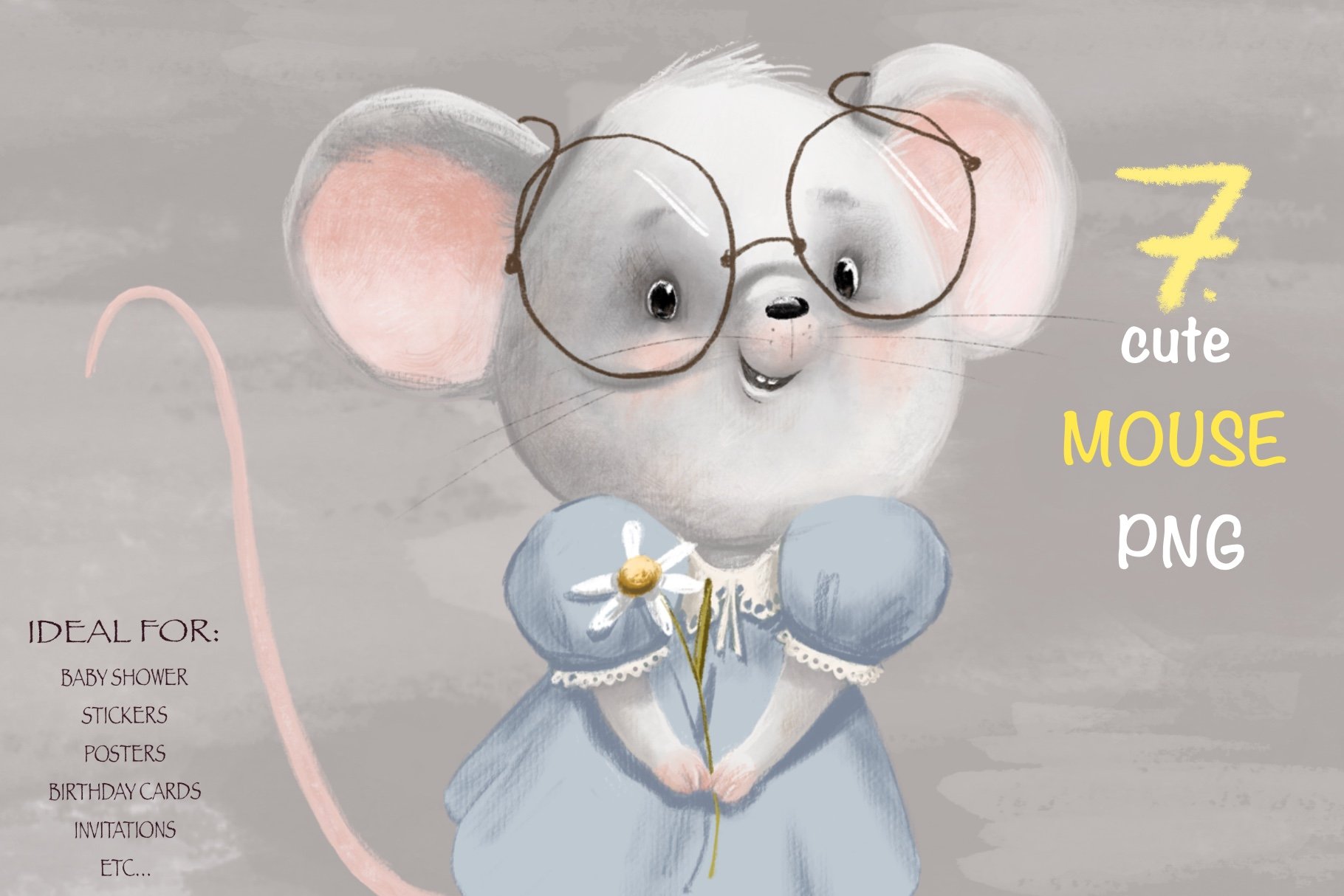 Cute grey mouse for your ideas.