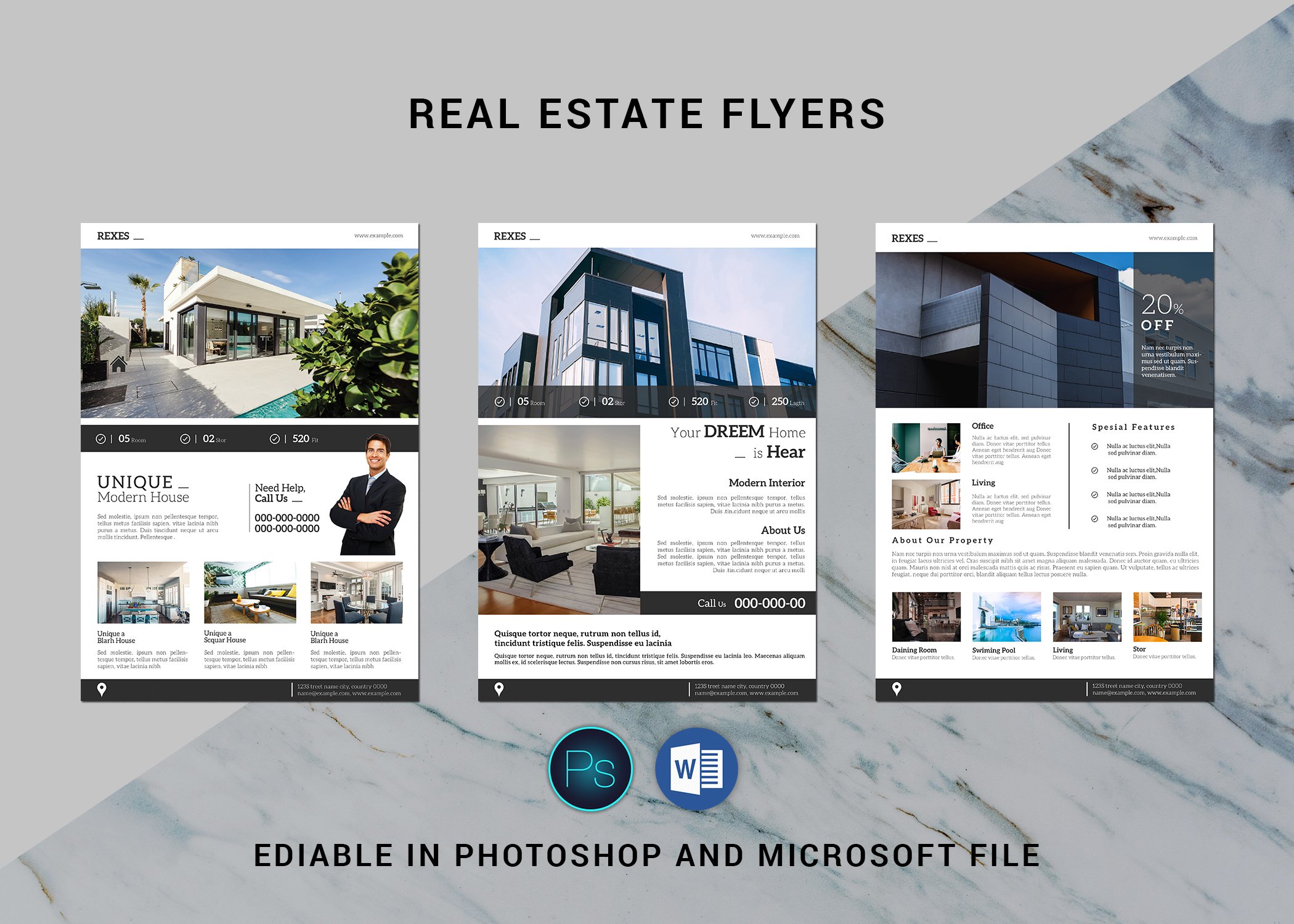 Grey real estate template with the nice design.