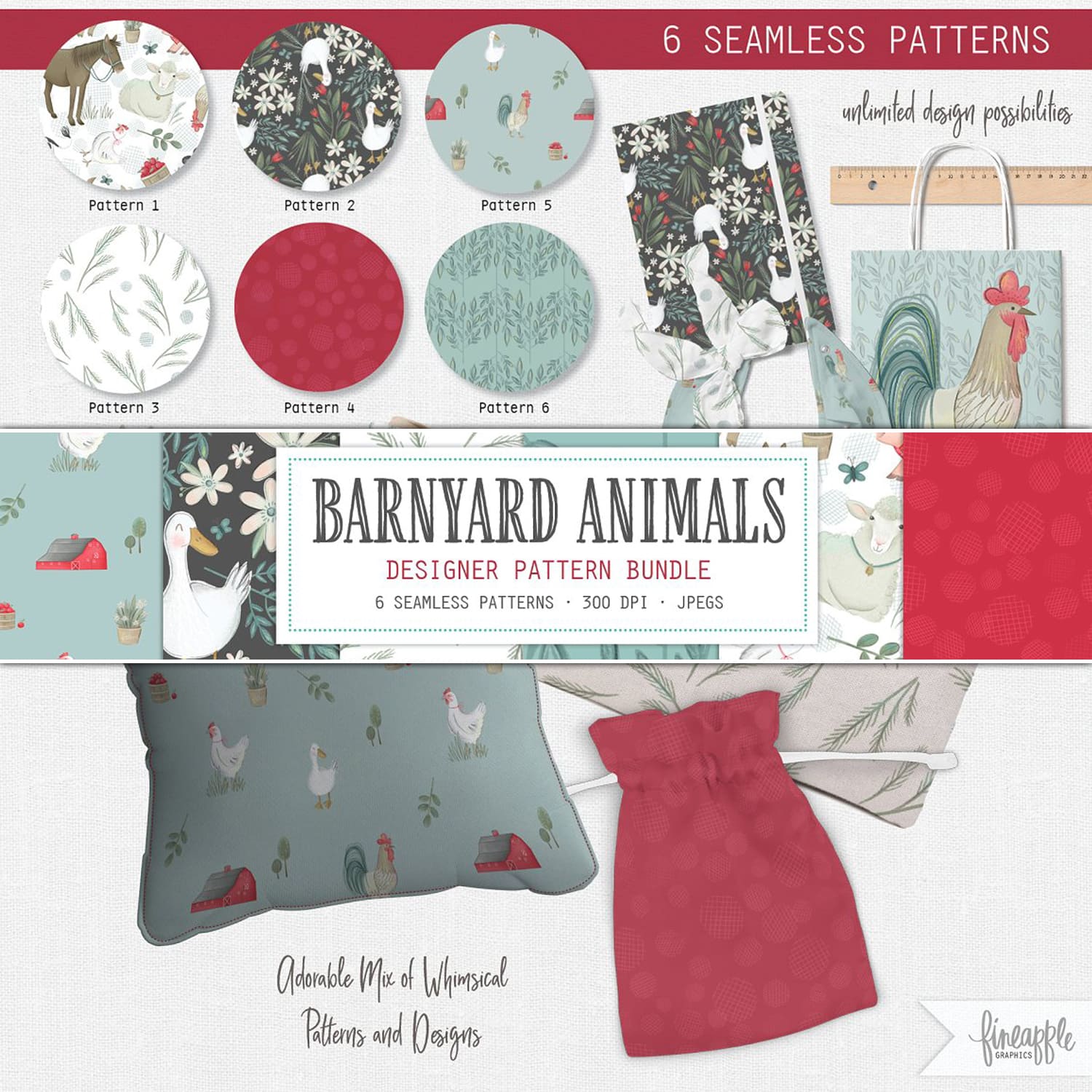 Barnyard Animals Digital Paper.