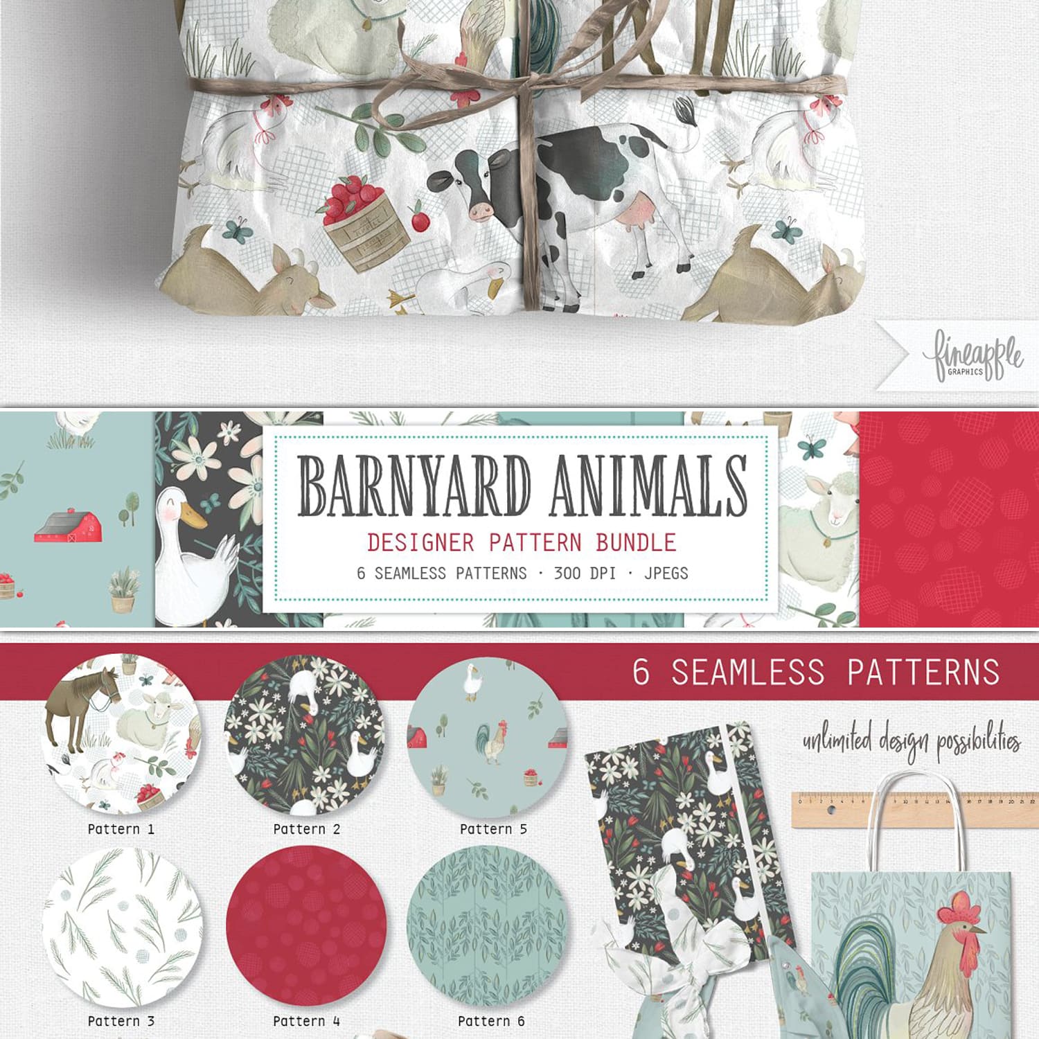 Barnyard Animals Digital Paper cover.