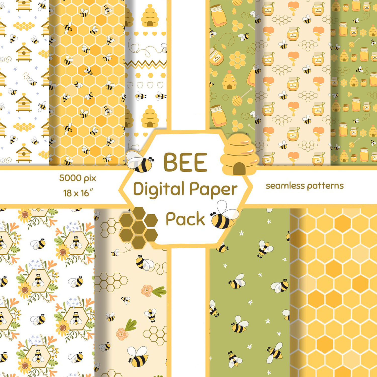 Bee pattern set Sweet Honey cover.