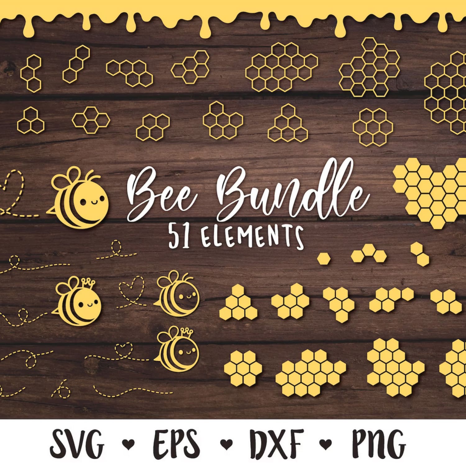 Bee SVG Bundle Honeycomb main cover.