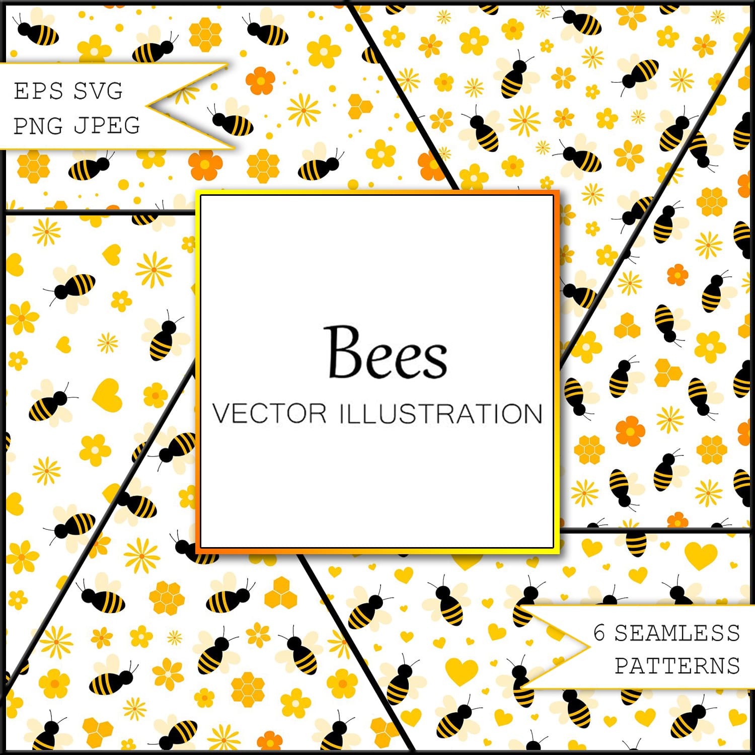 Bees pattern. Bees background.