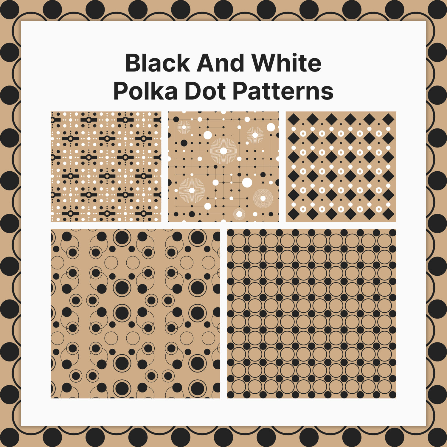 black and white polka dot patterns.