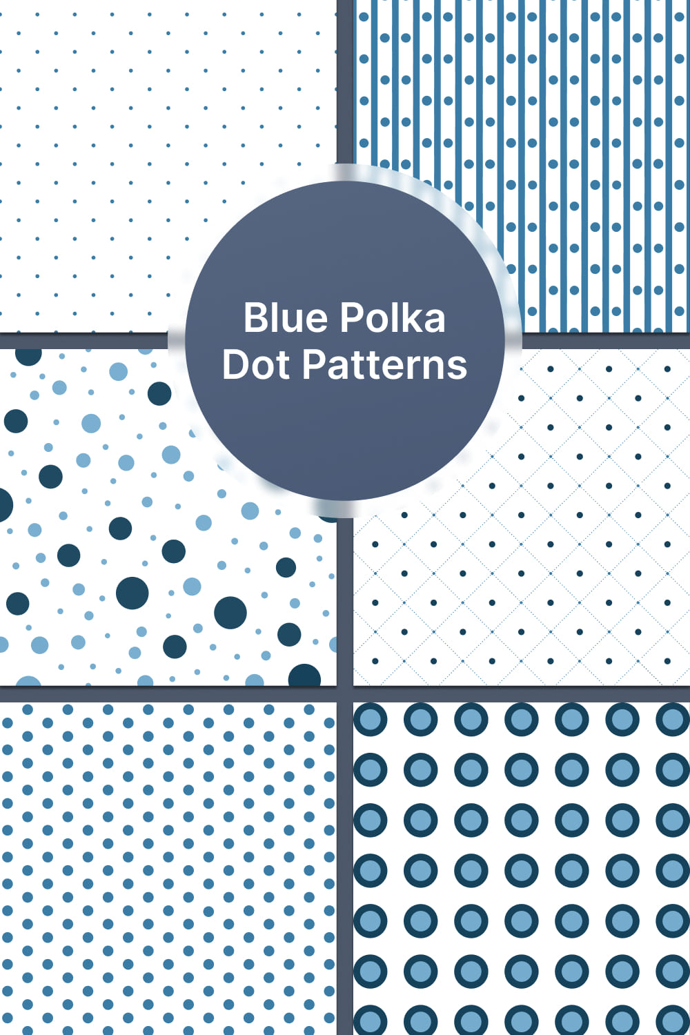 Cute blue dot patterns set.