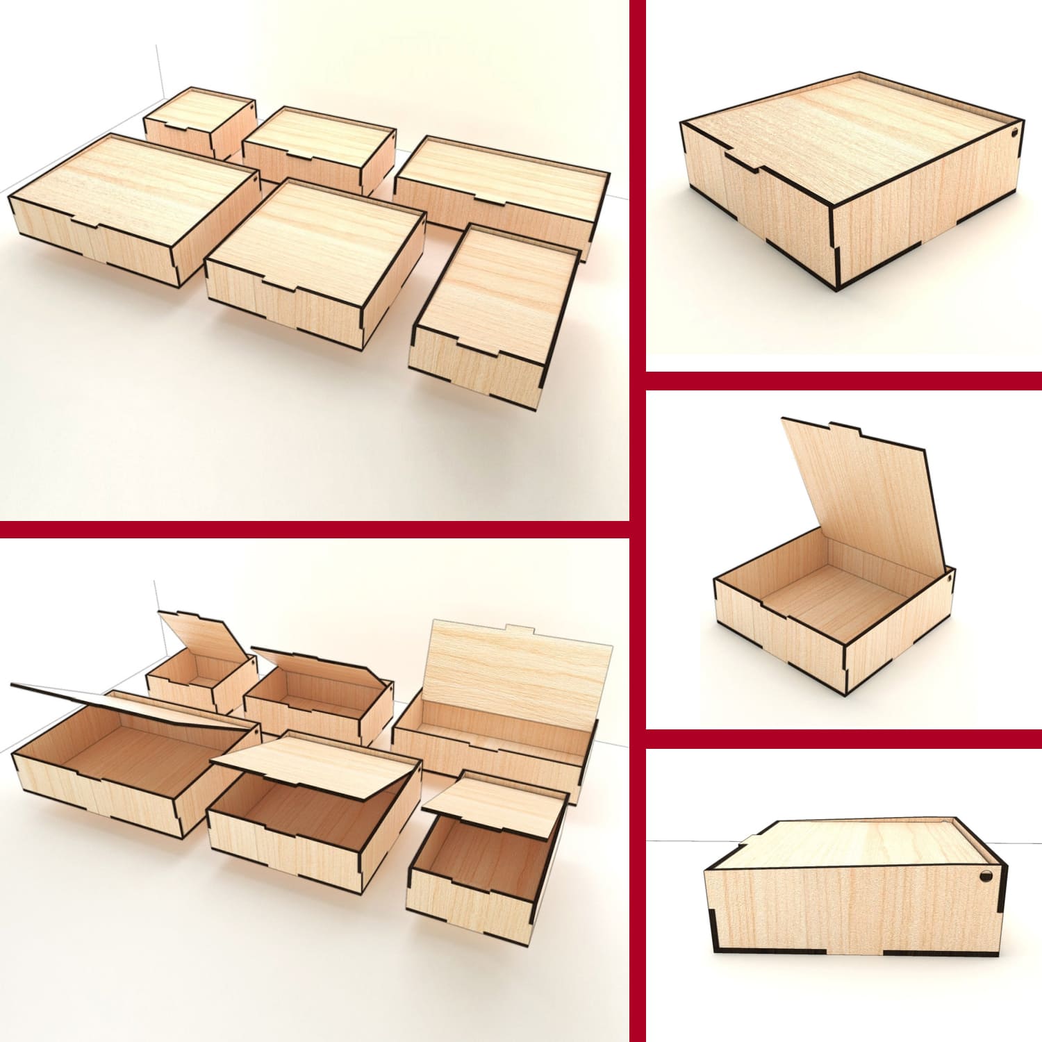 boxes with flip lid cover.