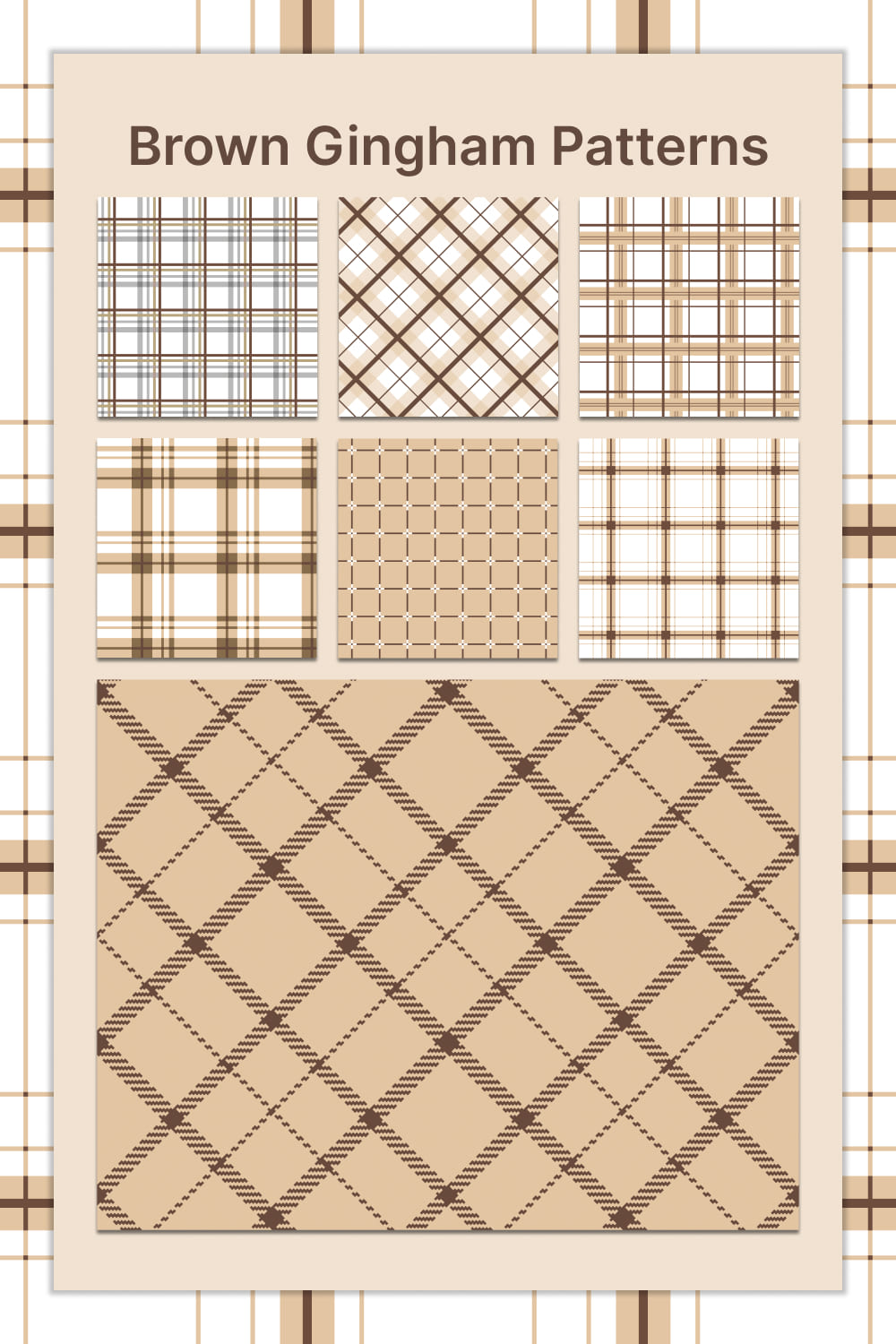 Brown pattern with beige gingham prints.