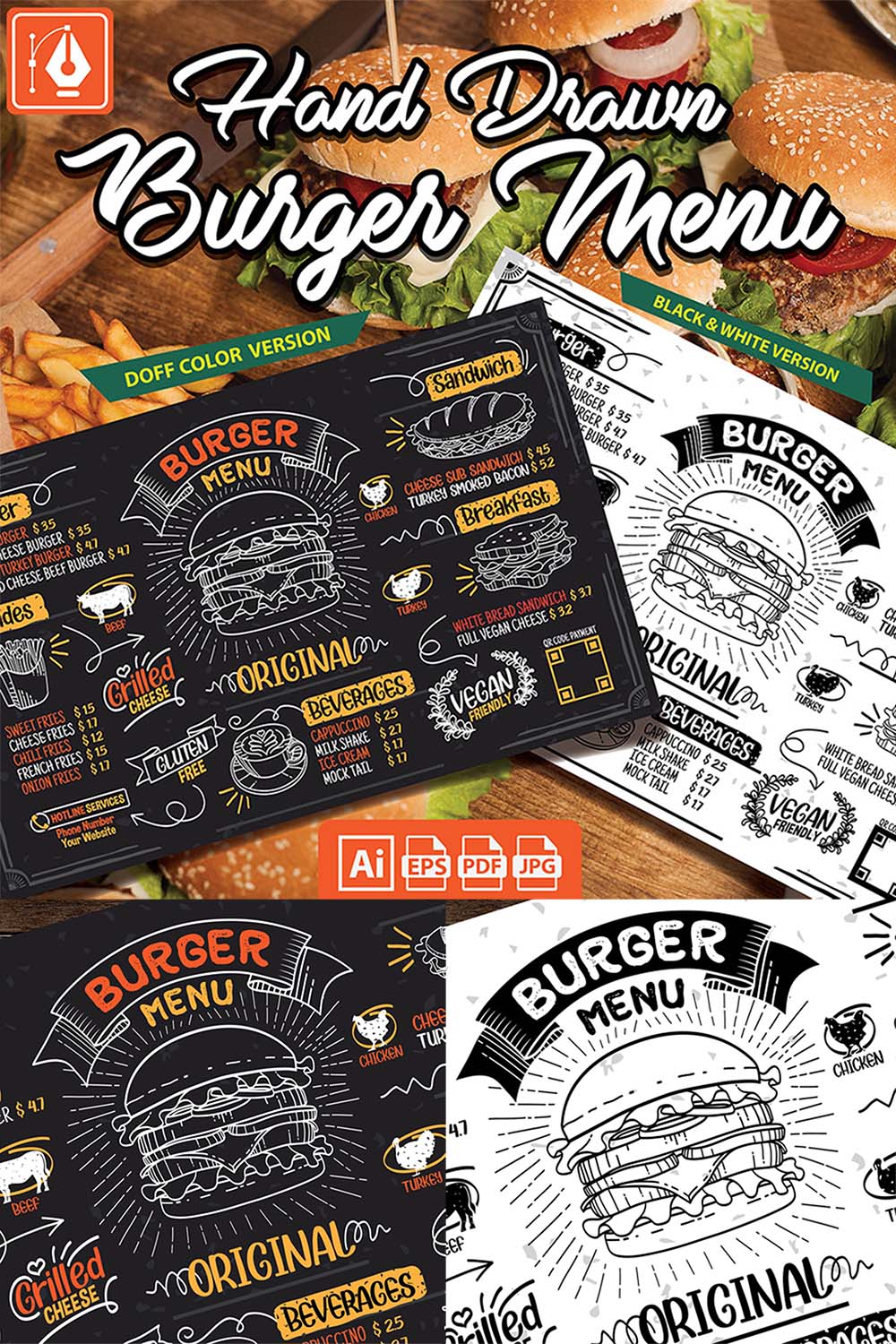 burger menu vector design for pinterest