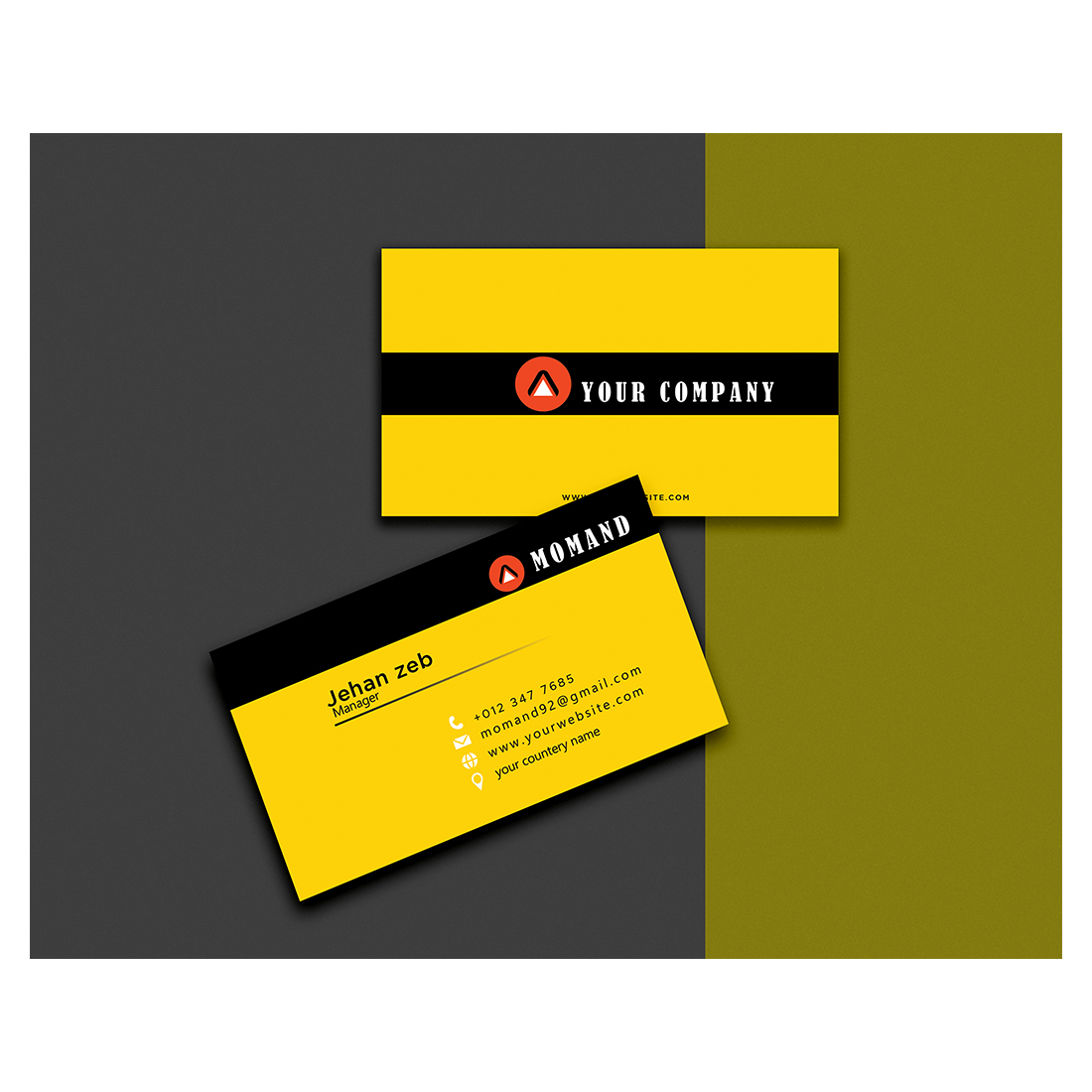 business card yellow