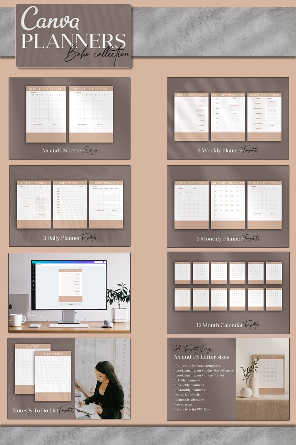 canva planners boho collection pinterest 1000 1500