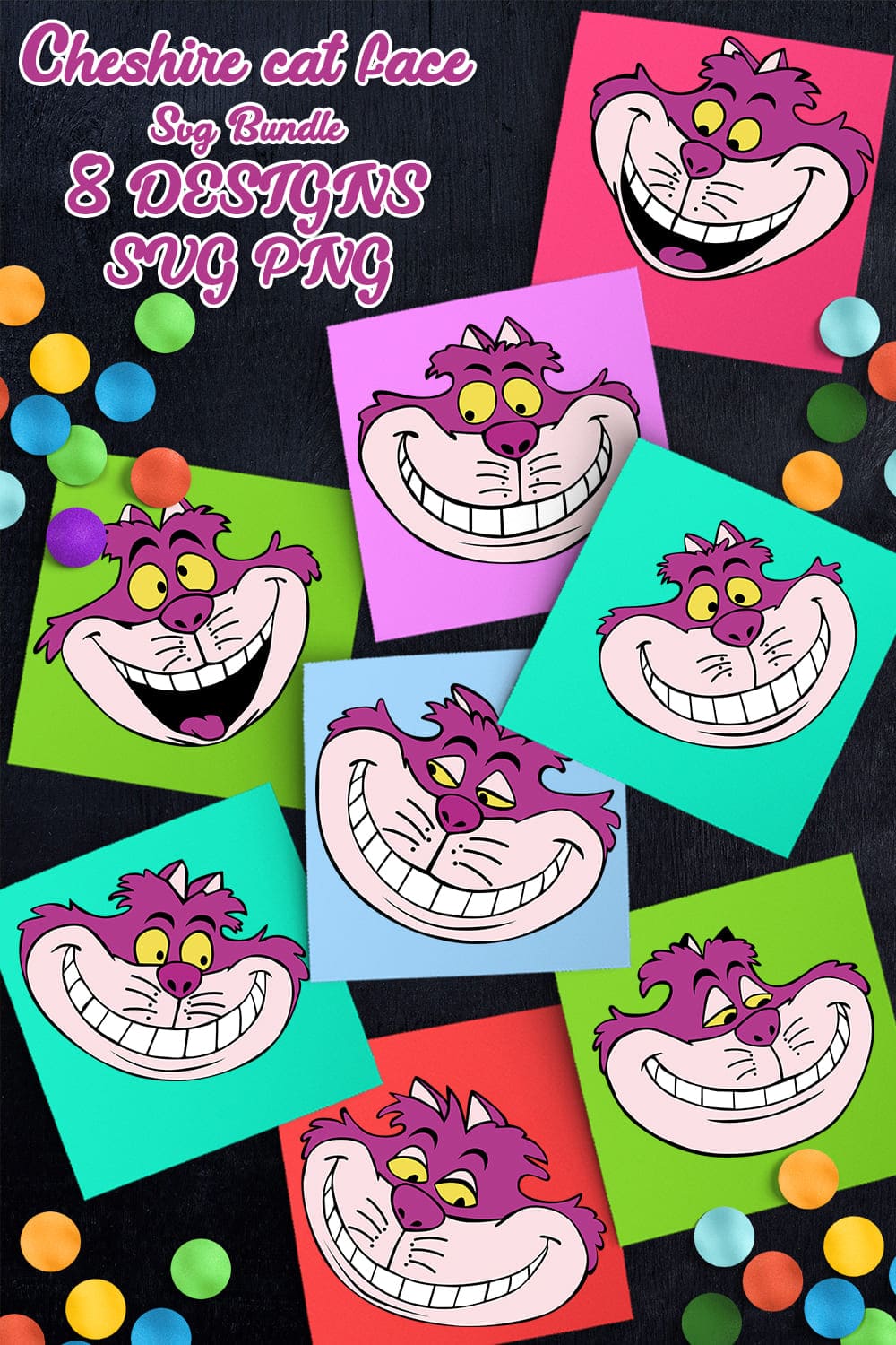 Colorful cheshire cats.