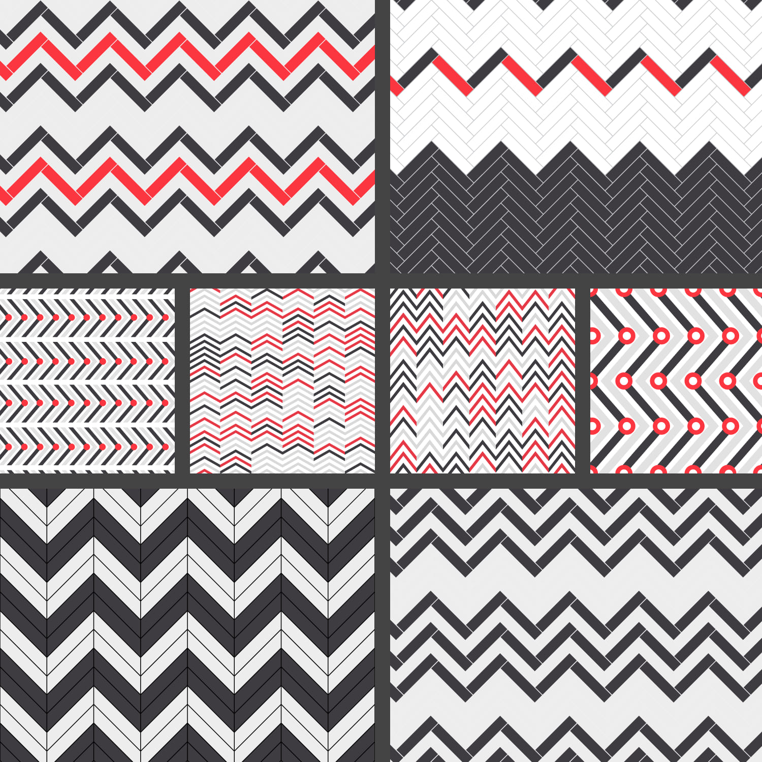 8 Black & Red Chevron Patterns cover.