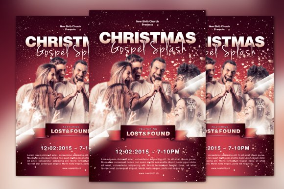 Red christmas church flyer.