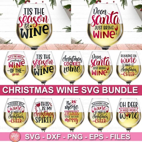 Christmas Wine SVG Bundle.