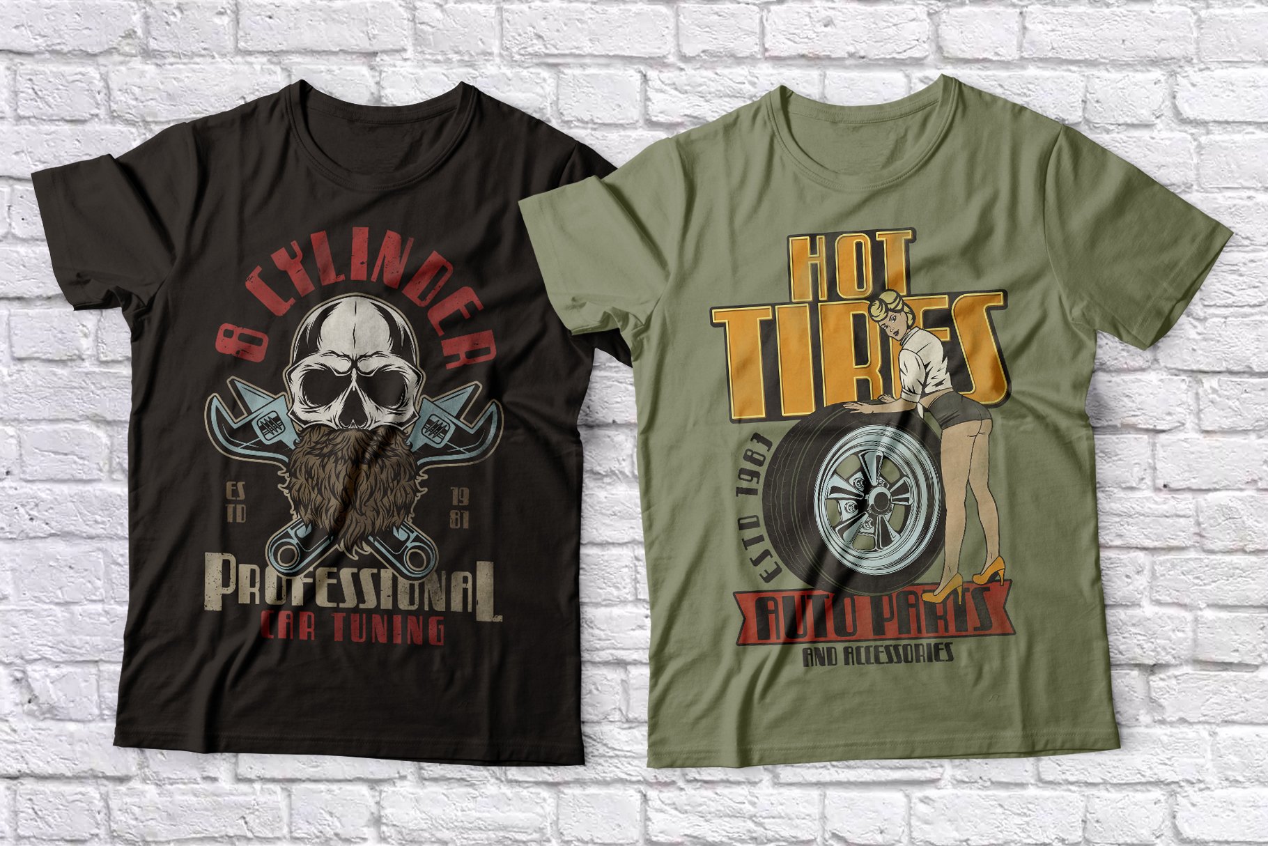 Two t-shirts with skulls.