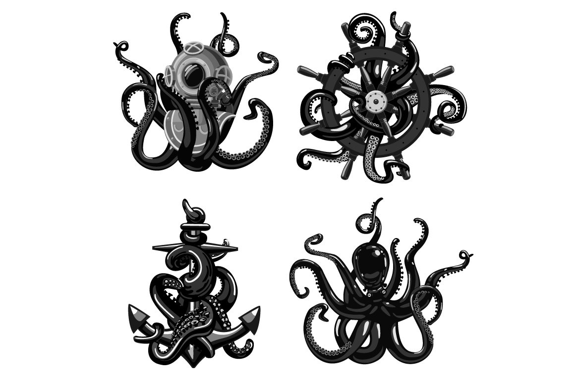 Diverse of octopus mood and shapes .