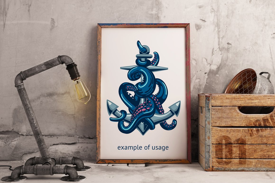 Blue octopus on a poster.