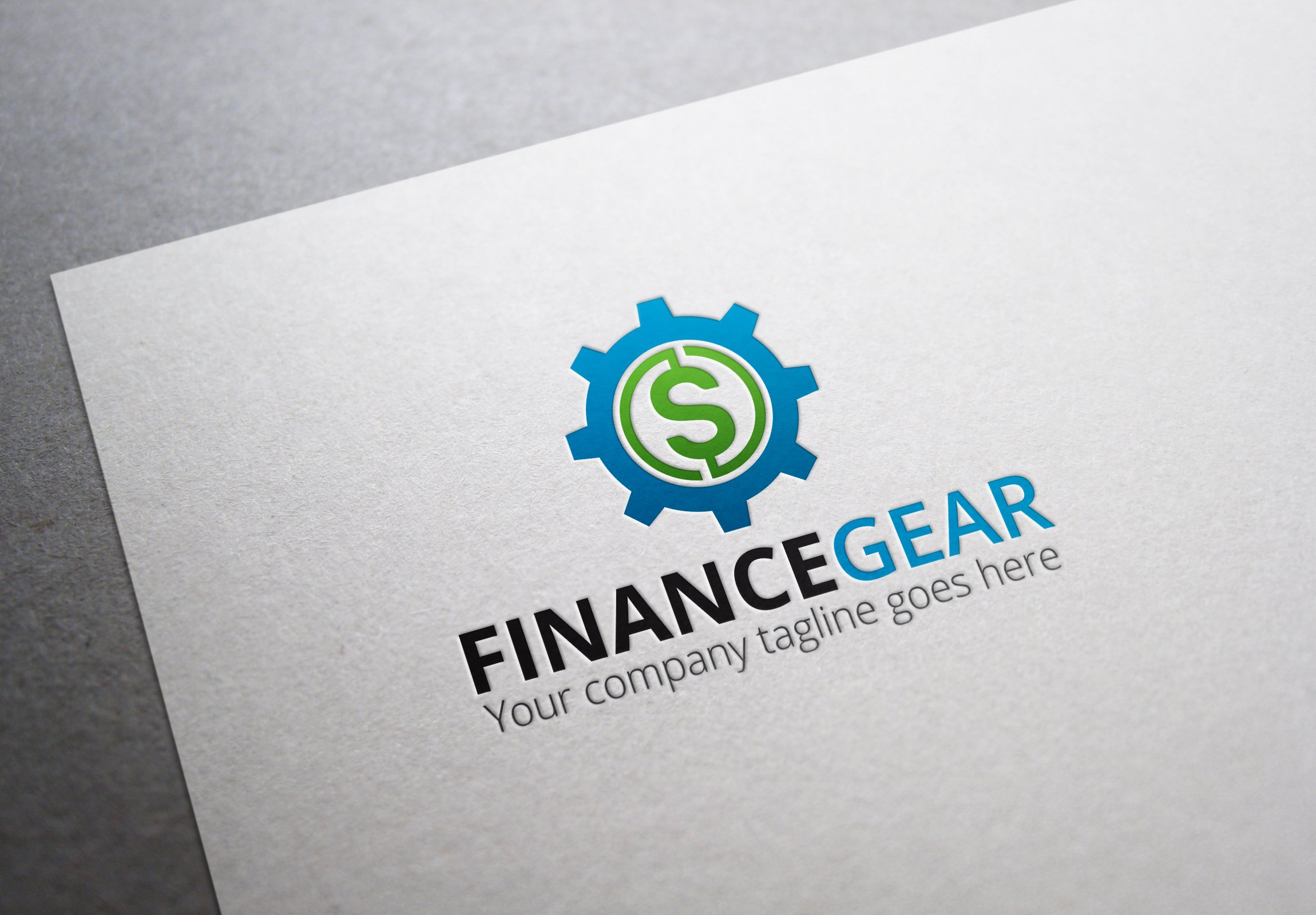 Grey paper with a bright finance logo.