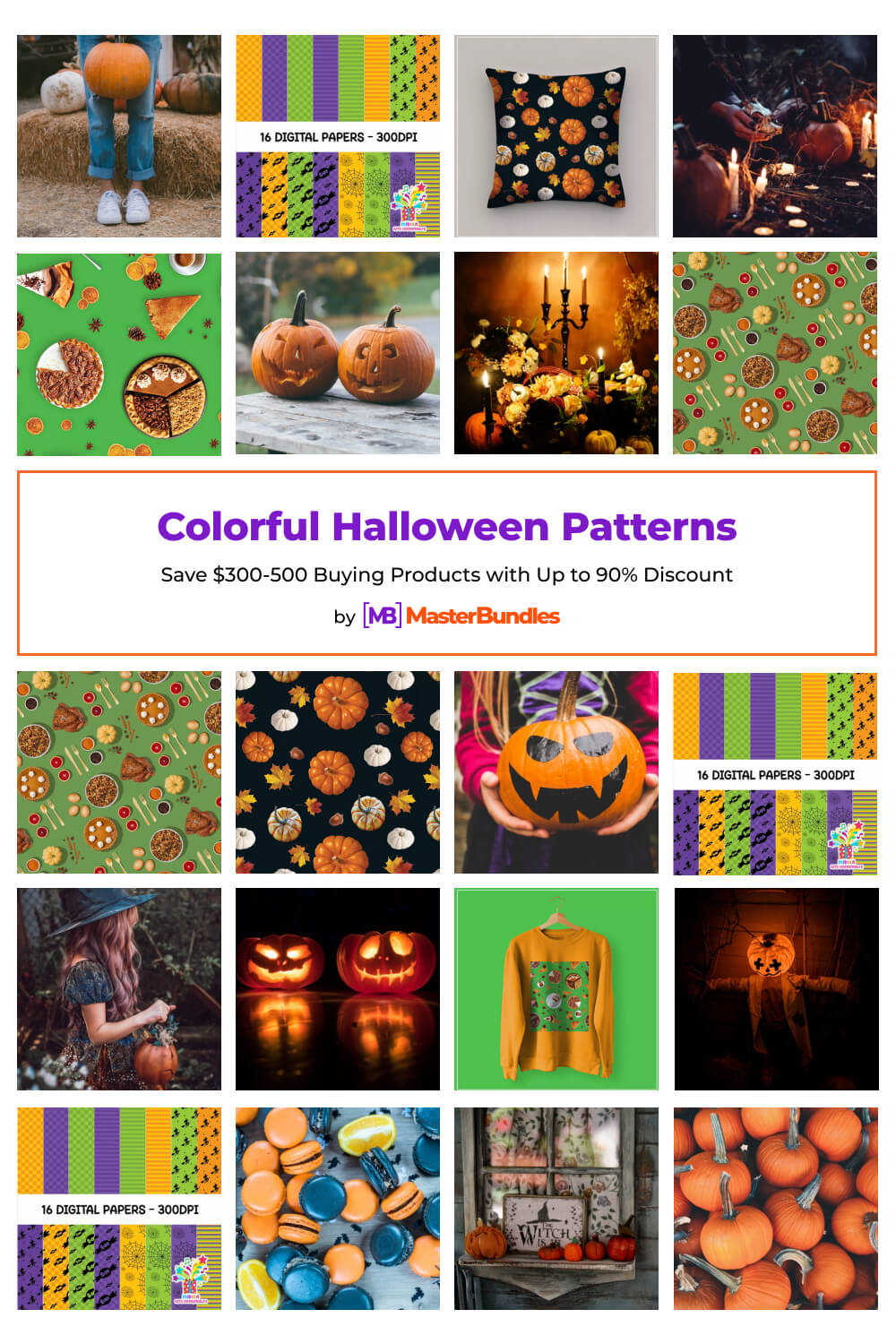colorful halloween patterns pinterest image.