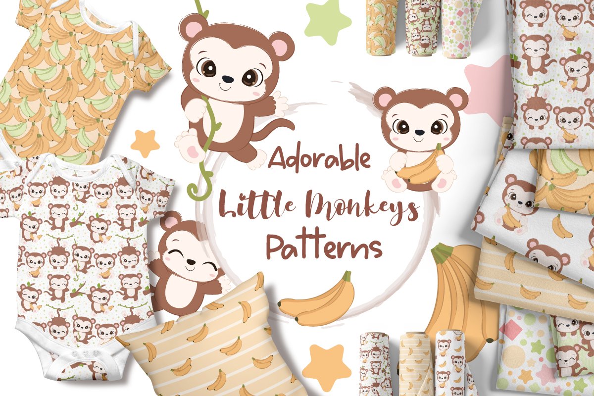 So cute monkeys set.