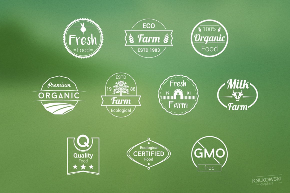 White round organic logos.
