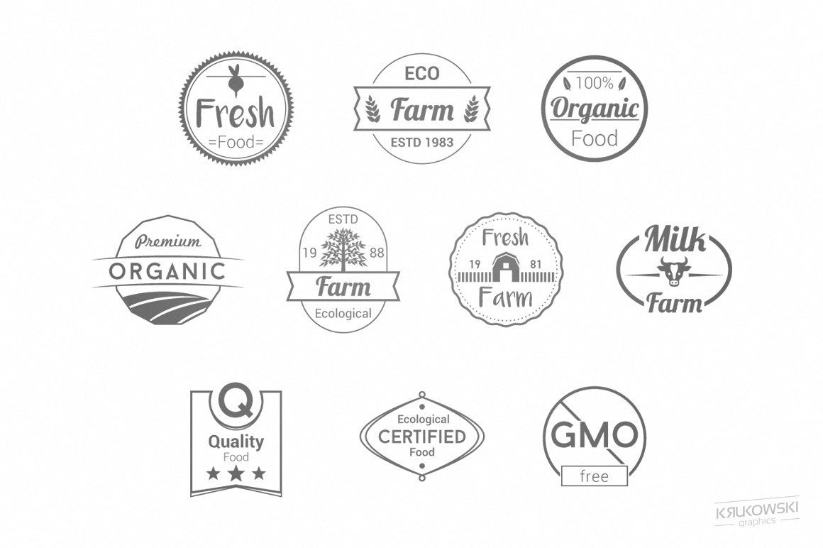 Simple round eco logos for farm.