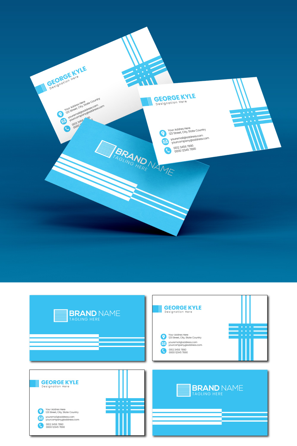 creative blue business card design 3